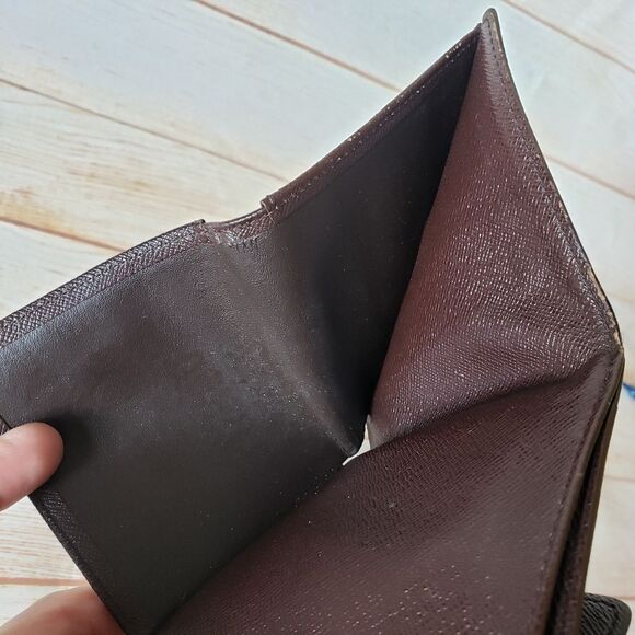 Authentic Louis Vuitton Vintage Damier Compact Tri-Fold Wallet Unisex Brown - Picture 9 of 16